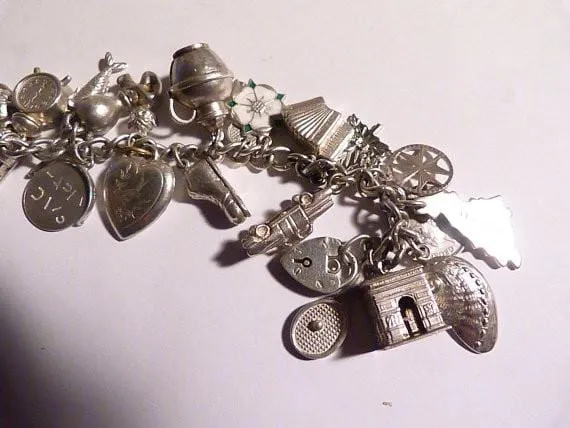 Vintage sterling silver charm bracelet for her