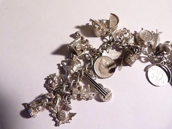 Vintage sterling silver charm bracelet for her