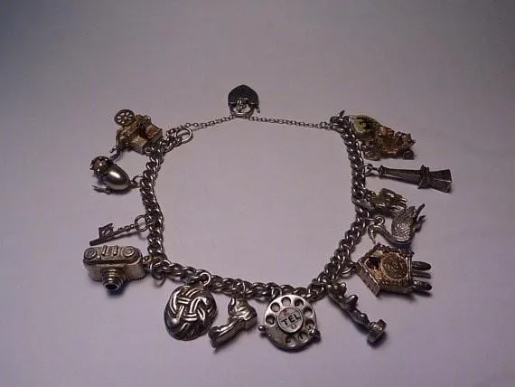 Vintage sterling silver charm bracelets hallmarked silver bracelets 1956