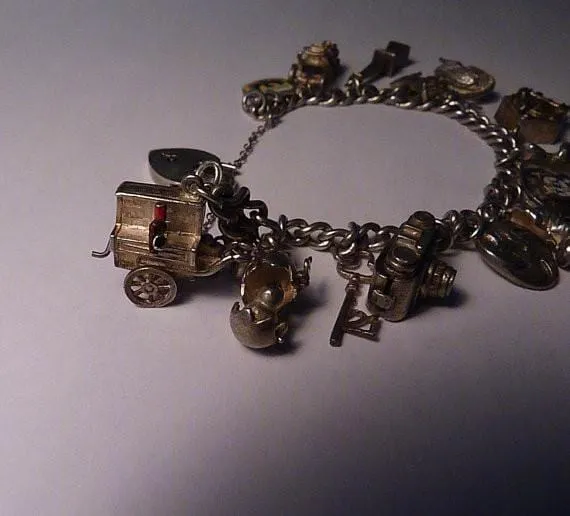 Vintage sterling silver charm bracelets hallmarked silver bracelets 1956