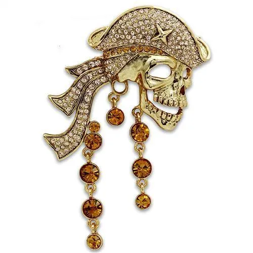 Women's Brooches - LO2415 - Gold White Metal Brooches with